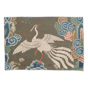 Antike chinesische weiße Vogel-Seidenstickerei-Dru Kissenbezug