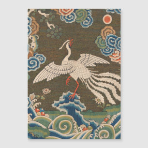 Antike chinesische weiße Vogel-Seidenstickerei-Dru Magnetkarte