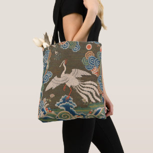 Antike chinesische weiße Vogel-Seidenstickerei-Dru Tasche