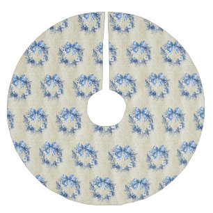 Antike Chinoiserie Blaue Krone Antiker Damast Polyester Weihnachtsbaumdecke