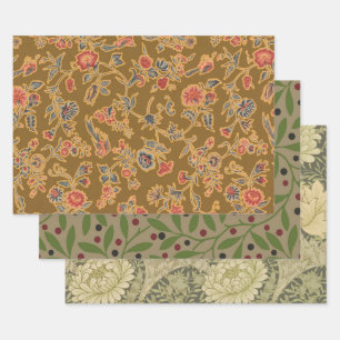Antike Chinoiserie-Blumenbrokat 18. Jahrhundert  Geschenkpapier Set
