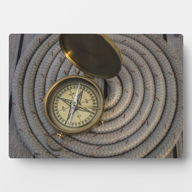 Antike Compass On Vorsprung Deck Fotoplatte (Vorderseite)