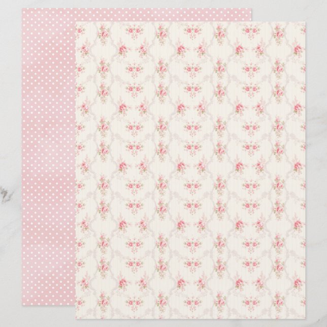 Antike Coquette Rose Blumen Scrapbook Papier (Vorne/Hinten)