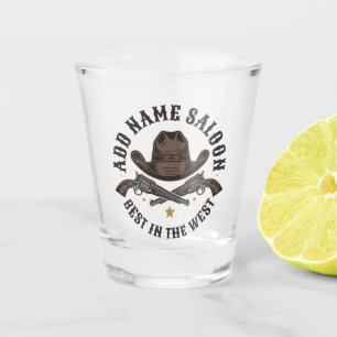 Antike Cowboy-Waffen ADD NAME Old Wild West Saloon Schnapsglas