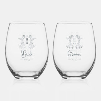 Antike Crest Floral Partners Hochzeit Weinglas Ohne Stiel