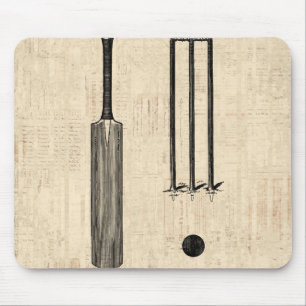 Antike Cricket Becken Vintage Illustrierte Kunst Mousepad