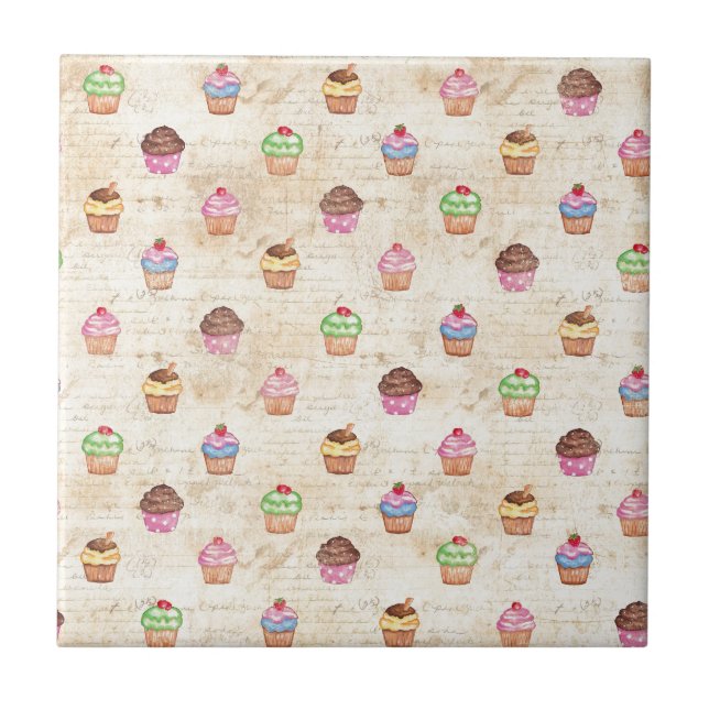 Antike Cupcakes Fliese (Vorderseite)