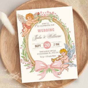 Antike Cupid-Blumen-Bogen-Hochzeit Einladung
