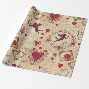 Antike Cupid-Liebe viktorianische Valentins-Kunst Geschenkpapier