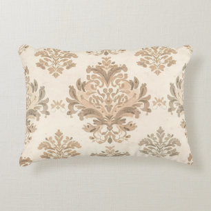 Antike Damast Elegante Beige Französische Farmhaus Dekokissen