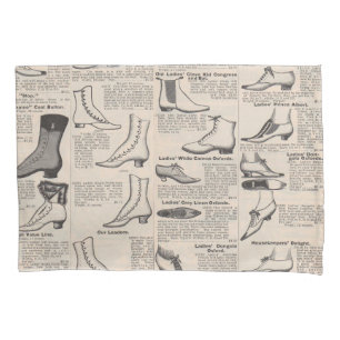 Antike Damenschuh-Katalogseite Vintage-Druck Kissenbezug