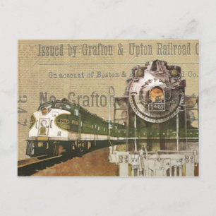 Antike Dampflokomotive Dampflok Zug Steampunk Postkarte