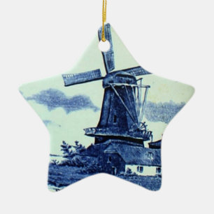 Antike Delfter Blaue Fliese - Windmühle Keramik Ornament