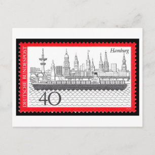 Antike deutsche Hamburger Briefmarke 1970er Jahre Postkarte