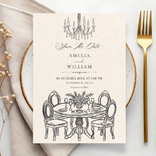 Antike Dinner-Tafel elegant Hochzeit Save The Date