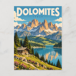Antike Dolomiten Italien Bergsee Postkarte
