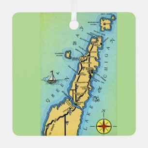 Antike Door County Wisconsin Ornament Aus Metall