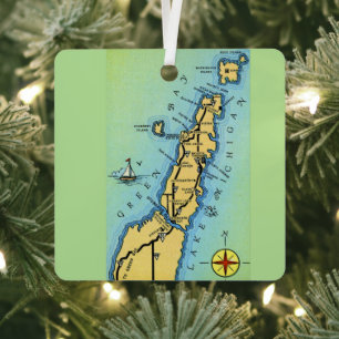 Antike Door County Wisconsin Ornament Aus Metall