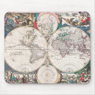 Antike Doppelt-Hemisphäre Weltkarte Mousepad