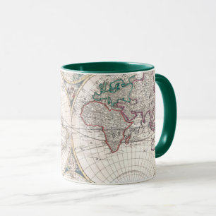 Antike Doppelt-Hemisphäre Weltkarte Tasse