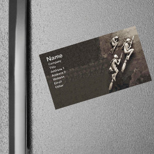 Antike drei Halloween-Hexen fliegende Besen Magnetische Visitenkarte