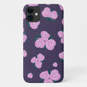 Antike dunkelviolette Blumenmuster Case-Mate iPhone Hülle