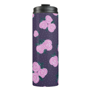 Antike dunkelviolette Blumenmuster Thermosbecher