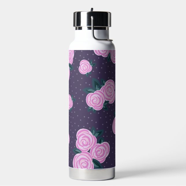 Antike dunkelviolette Blumenmuster Trinkflasche (Links)