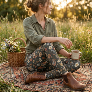 Antike dunkle Blumen Wildblume Leggings