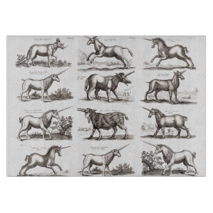 Antike Einhorn-Gravur Vintage Zoologie-Exemplar Schneidebrett