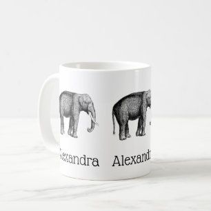 Antike Elefantenzeichnung Kaffeetasse