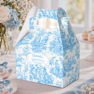 Antike Elegante Blaue Türkis Toile de Jouy Geschenkschachtel