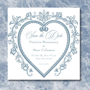 Antike Elegante Chinoiserie Blaue Herz Hochzeit Save The Date