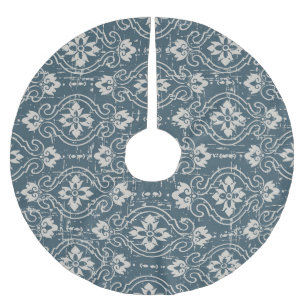 Antike Eleganz: Nahtlose, blumengeschmückte Kurven Polyester Weihnachtsbaumdecke