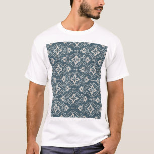 Antike Eleganz: Nahtlose, blumengeschmückte Kurven T-Shirt