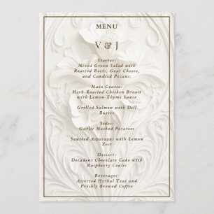 Antike Elfenbein Art Nouveau Florale Hochzeit Menükarte