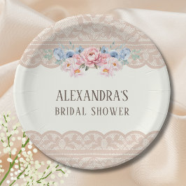 Antike Elfenbeinfarbene Blumen-Spitze Brautparty Pappteller