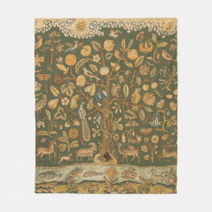 Antike englische Nadelspitze Baum des Lebens & Ein Fleecedecke