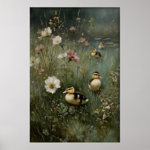 Antike Entenkinder Druckbare Kunst, Ente Minimalis Poster