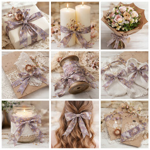 Antike Erbstück Blütenblätter violett floral Satinband