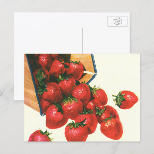 Antike Erdbeeren im Korb, Lebensmittel Obst Beeren Postkarte