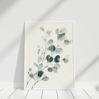 Antike Eukalyptus-Zweig-Wandkunst in Aquarelltechn