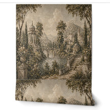 Antike europäische Gartenlandschaft Sepia-Tapete