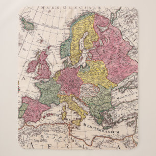 Antike Europakarte mit pastellfarbenen historische Sherpadecke