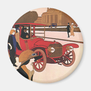 Antike Fahrzeuge, rotes altes Auto Magnet