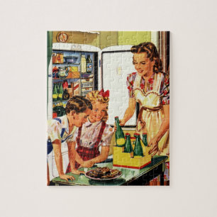 Antike Familie in der Küche Mutter Vater Kinder Sn