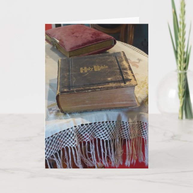 Antike Familienbibel, leere Grußkarte Karte (Vorderseite)