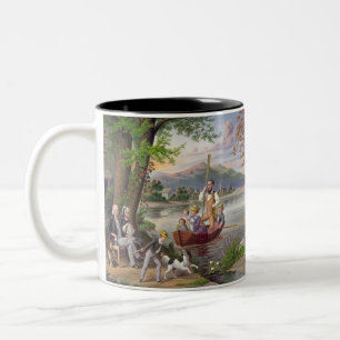 Antike Familienleben-Malerei Zweifarbige Tasse