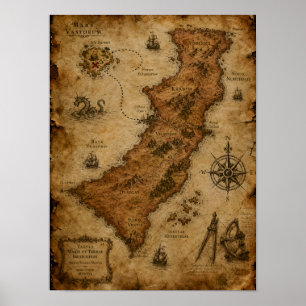 Antike Fantasy-Karte — Karnor und Draegar Poster
