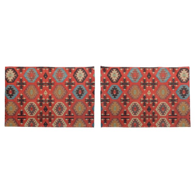 Antike farbenfrohe türkische Kilim Teppich Rug Kissenbezug (Rückseite-Set)